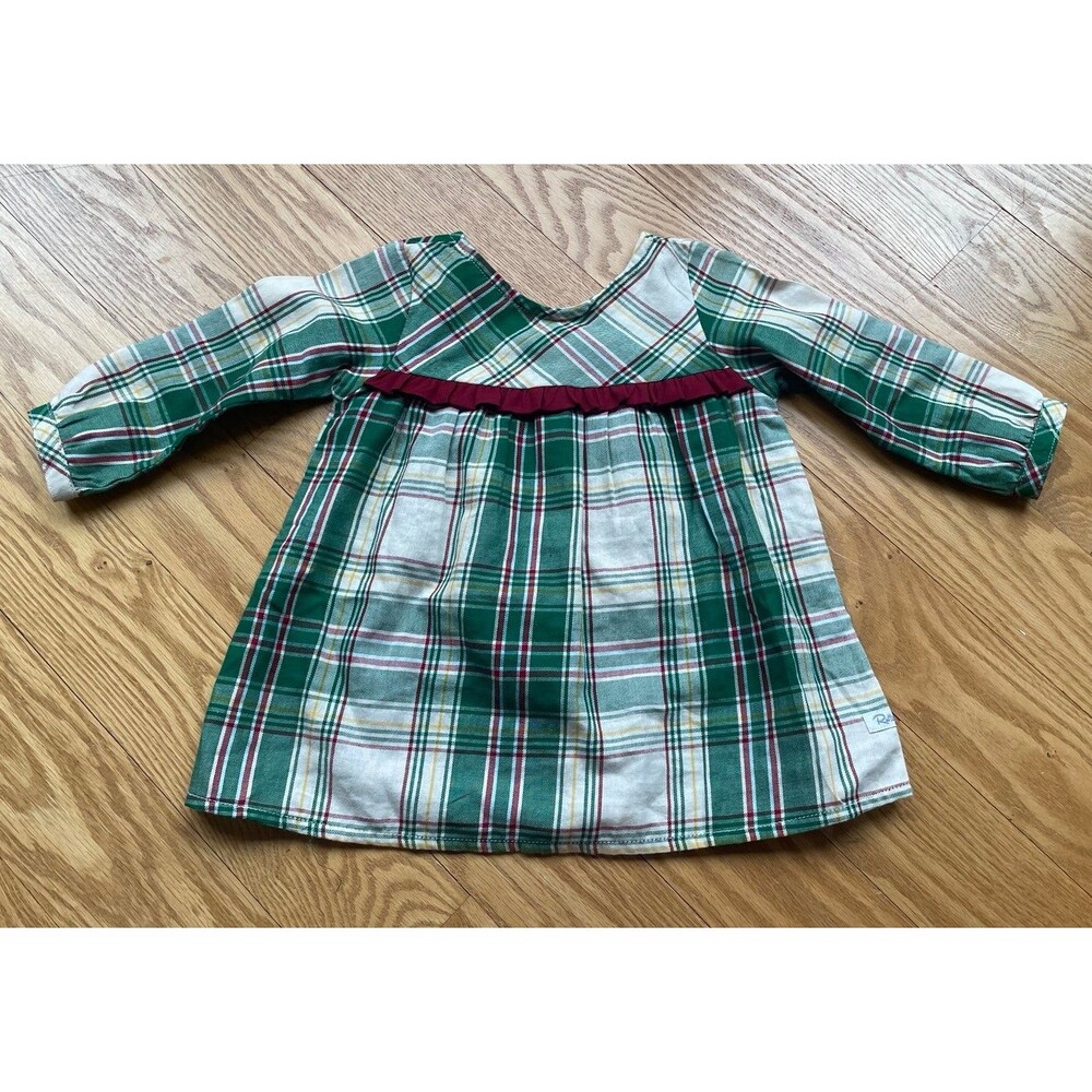 Girls RuffleButts Green Plaid Dress - Size 12-18 Months